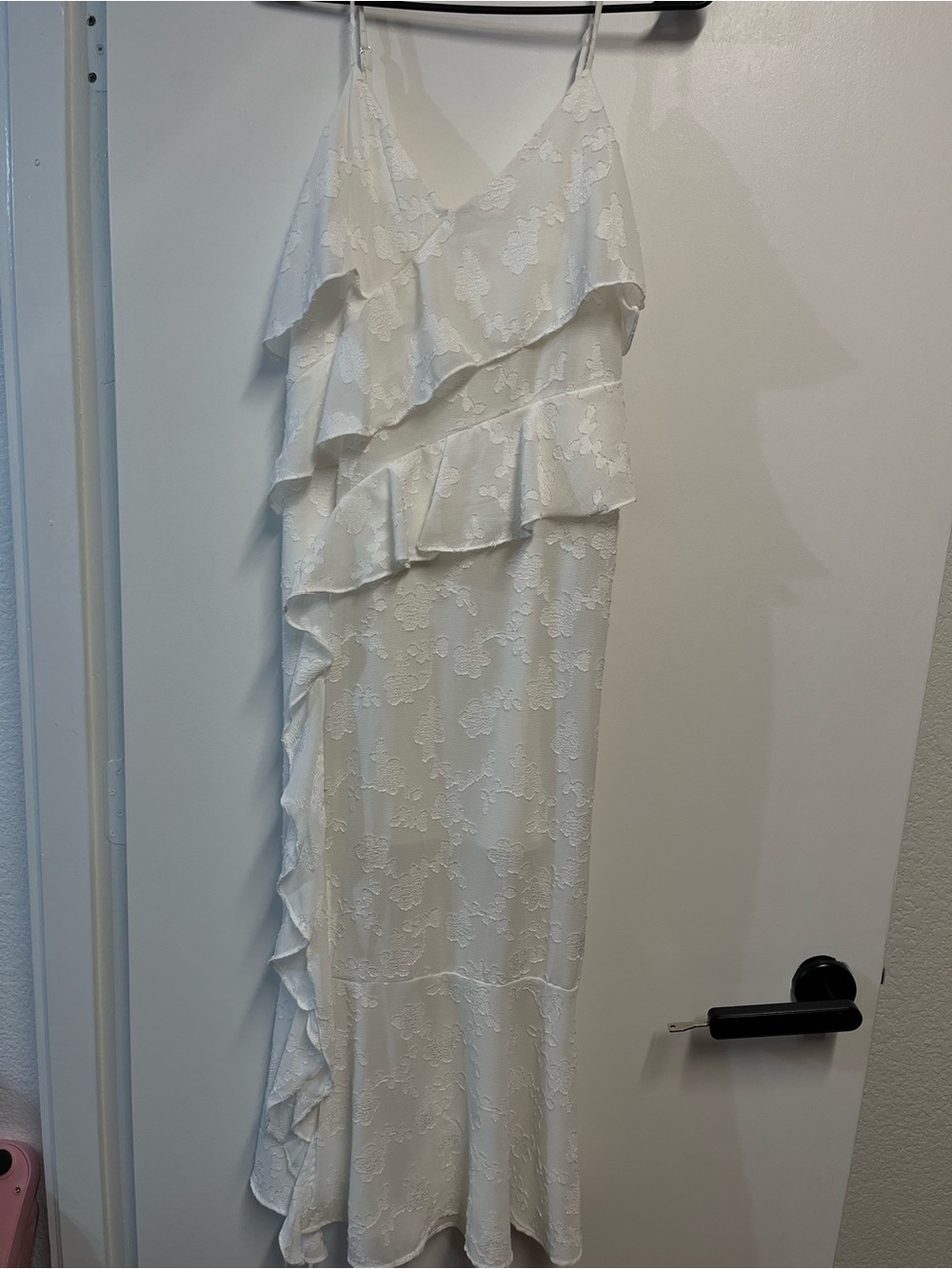 wild fable White Ruffle Lace Maxi Dress